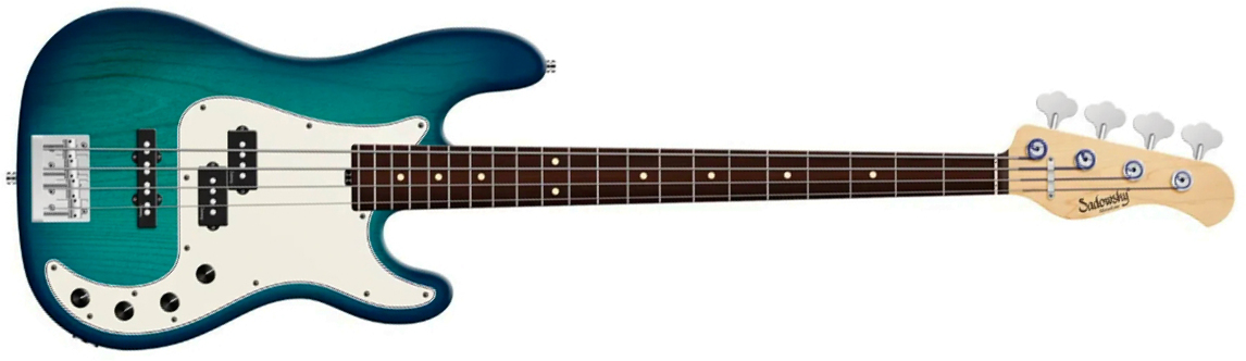 Sadowsky Hybrid Pj Bass 21 Fret Alder 4c Metroline All Active Mor - Bora Blue Burst Transparent Satin - Bajo eléctrico de cuerpo sólido - Main picture