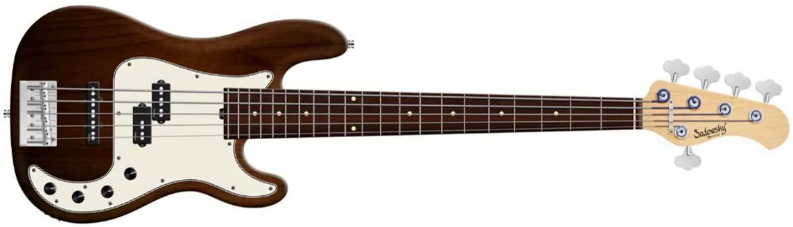 Sadowsky Hybrid Pj Bass 21 Fret Alder 5c Metroline All Active Mor - Antique Tobacco Transparent Satin - Bajo eléctrico de cuerpo sólido - Main picture
