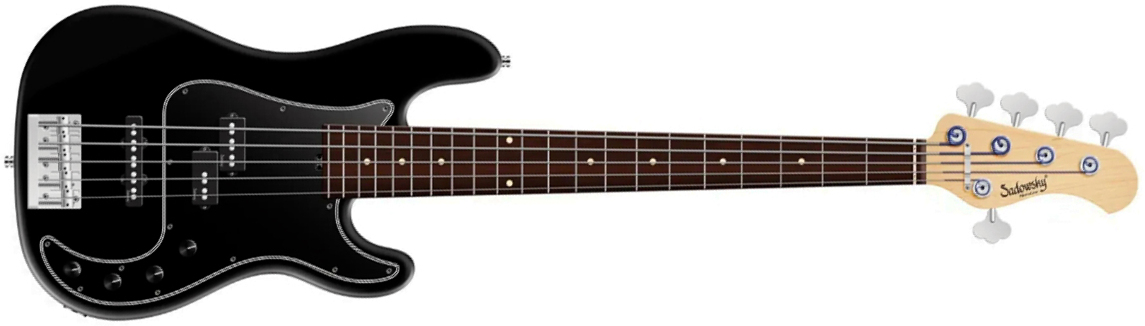 Sadowsky Hybrid Pj Bass 21 Fret Alder 5c Metroline All Active Mor - Solid Black Satin - Bajo eléctrico de cuerpo sólido - Main picture