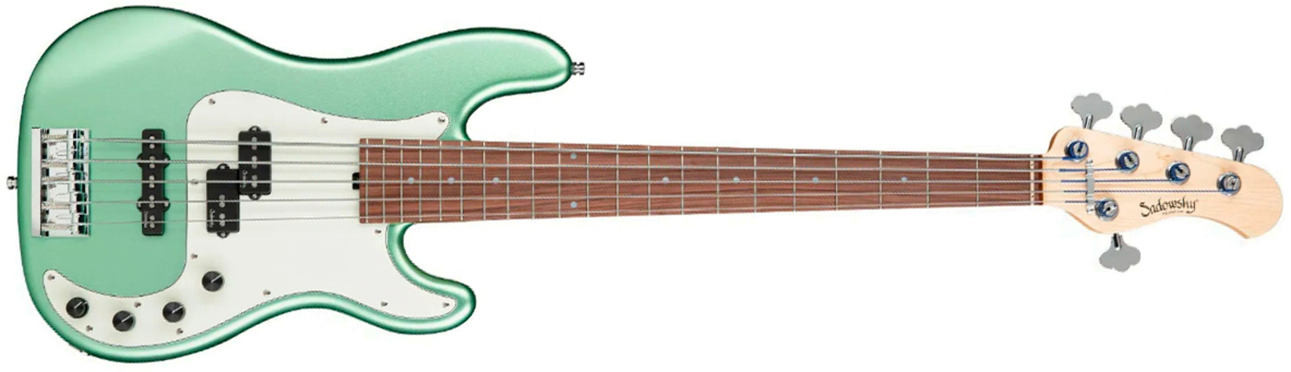 Sadowsky Hybrid Pj Bass 21 Fret Alder 5c Metroline All Active Mor - Sage Green Metallic Satin - Bajo eléctrico de cuerpo sólido - Main picture