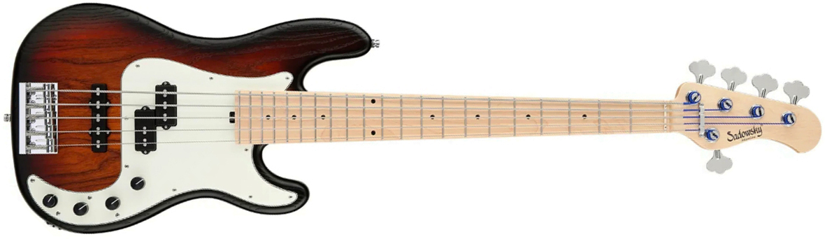Sadowsky Hybrid Pj Bass 21 Fret Ash 5c Metroline All Active Mn - Almond Sunburst Transparent Satin - Bajo eléctrico de cuerpo sólido - Main picture