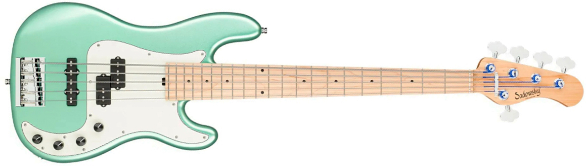 Sadowsky Hybrid Pj Bass 21 Fret Ash 5c Metroline All Active Mn - Sage Green Metallic Satin - Bajo eléctrico de cuerpo sólido - Main picture