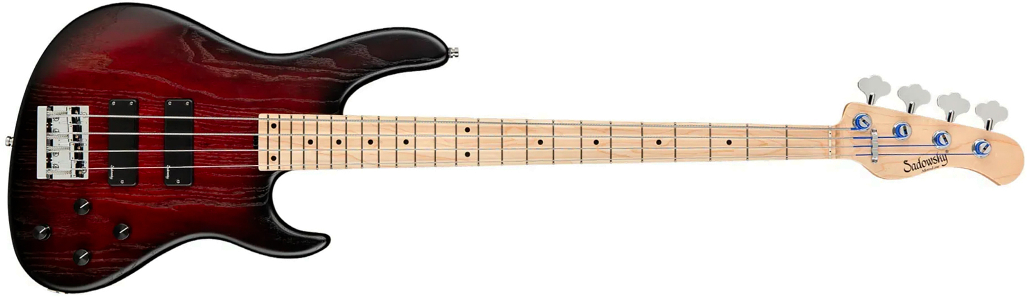 Sadowsky Modern Bass 24 Fret Ash 4c Metroline All Active Mn - Burgundy Blackburst Transparent Satin - Bajo eléctrico de cuerpo sólido - Main picture