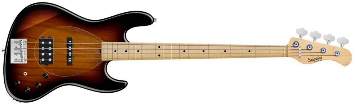 Sadowsky Vintage Mj Bass 21f Ash 4c Metroline All Active Mn - '59 Burst Transparent - Bajo eléctrico de cuerpo sólido - Main picture