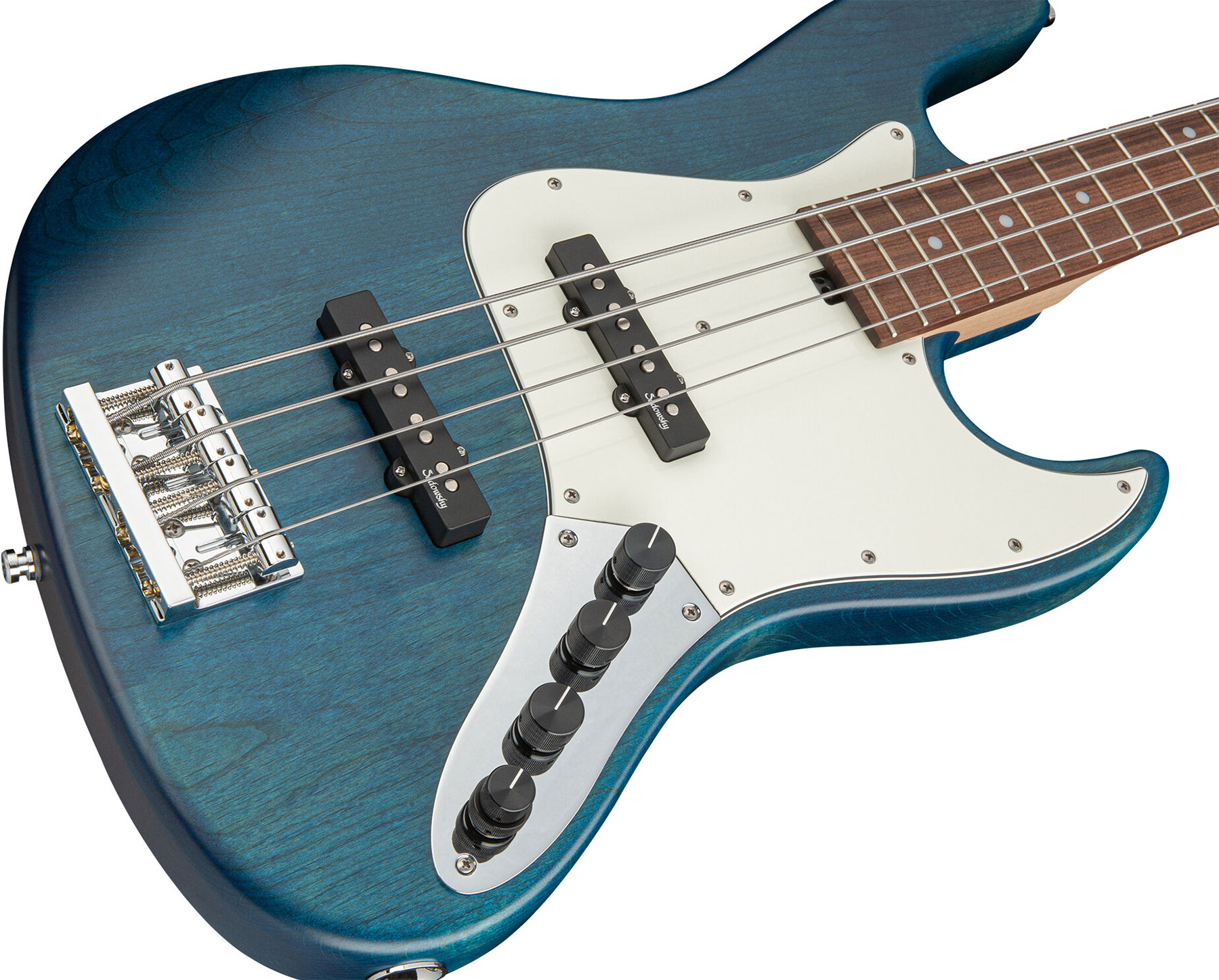 Sadowsky Vintage J/j Bass 21 Fret Alder 4c Metroline All Active Mor - Blue Transparent Satin - Bajo eléctrico de cuerpo sólido - Variation 2