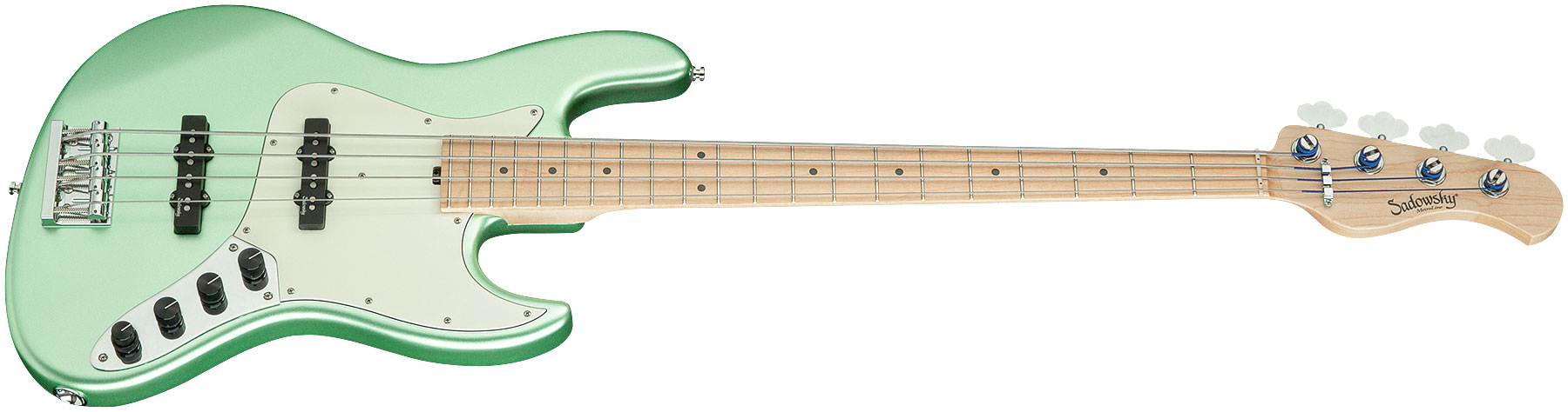 Sadowsky Vintage J/j Bass 21 Fret Ash 4c Metroline All Active Mn - Sage Green Metallic Satin - Bajo eléctrico de cuerpo sólido - Variation 1