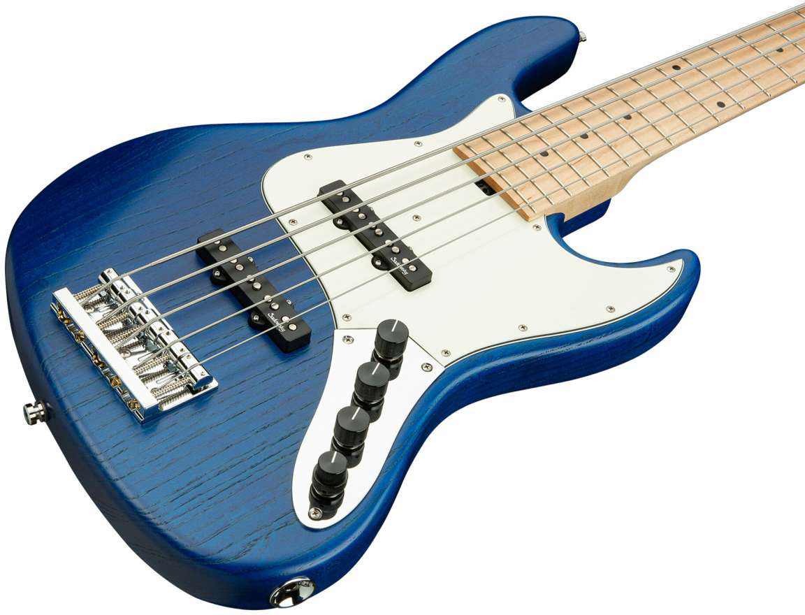 Sadowsky Vintage J/j Bass 21 Fret Ash 5c Metroline All Active Mn - Blue Transparent Satin - Bajo eléctrico de cuerpo sólido - Variation 2