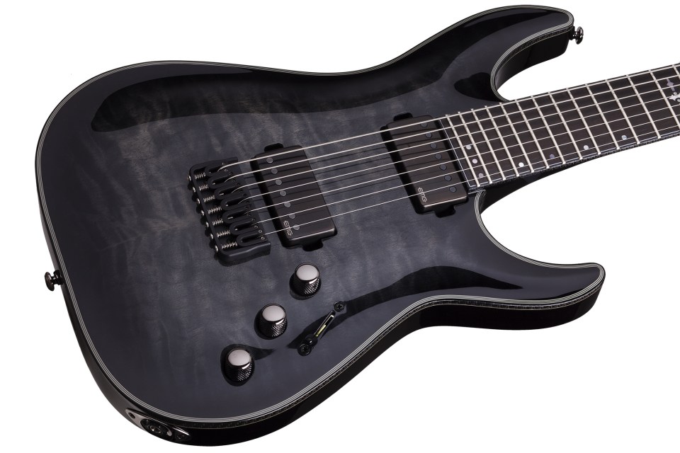 Schecter C-7 Hellraiser Hybrid 7c 2h Emg Ht - Trans Black Burst - Guitarra eléctrica de 7 cuerdas - Variation 1