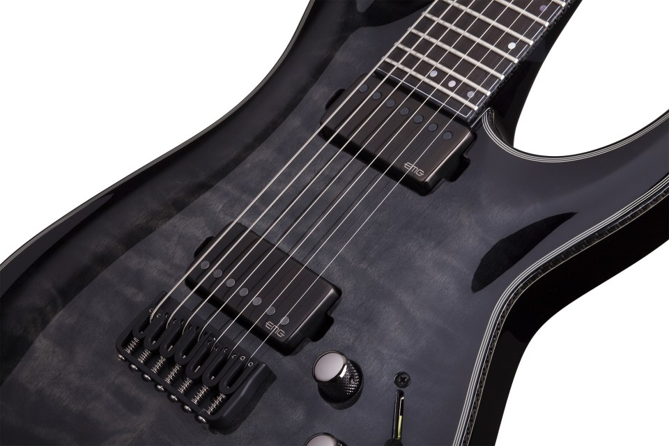 Schecter C-7 Hellraiser Hybrid 7c 2h Emg Ht - Trans Black Burst - Guitarra eléctrica de 7 cuerdas - Variation 2