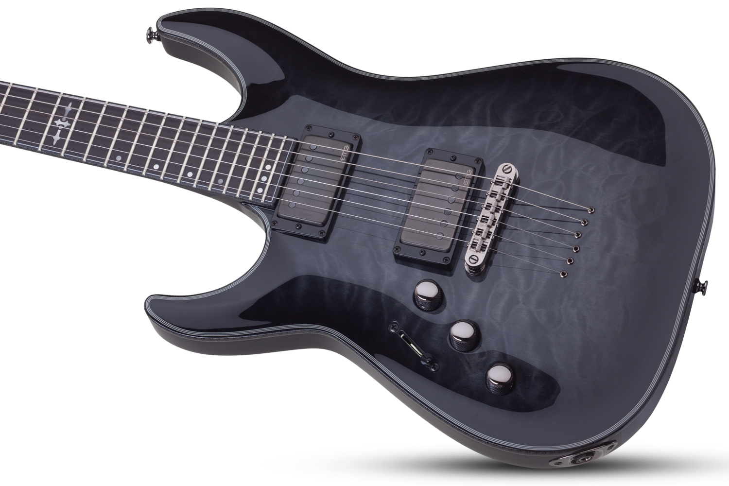 Schecter C-1 Hellraiser Hybrid Lh Gaucher 2h Emg Ht Eb - Trans. Black Burst - Guitarra electrica para zurdos - Variation 1