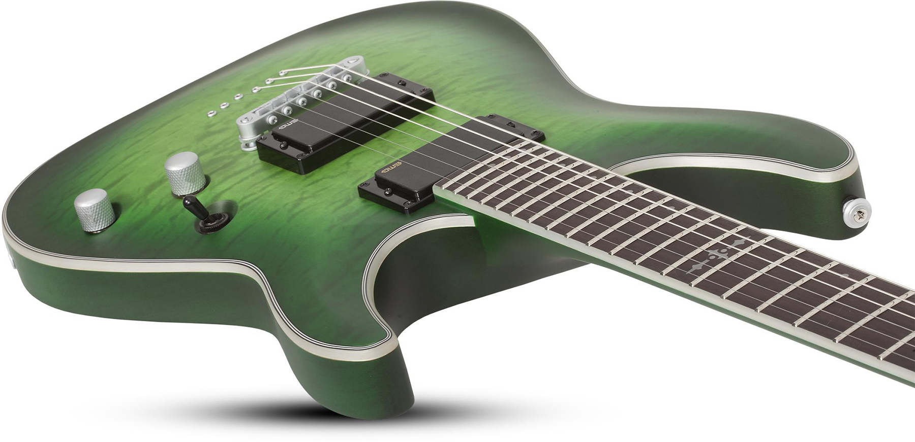 Schecter C-1 Platinum 2h Emg Ht Eb - Satin Green Burst - Guitarra eléctrica con forma de str. - Variation 2