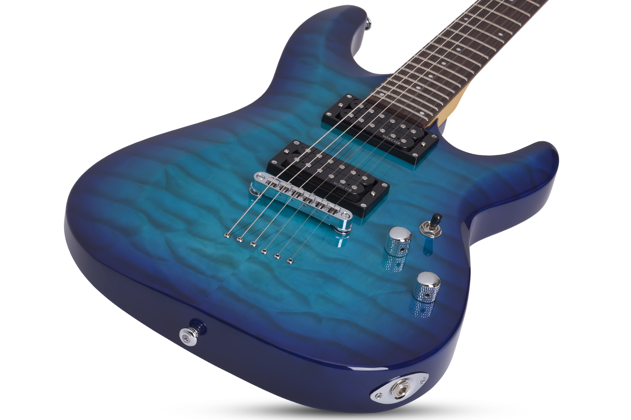 Schecter C-6 Plus 2h Ht Rw - Ocean Blue Burst - Guitarra eléctrica de doble corte - Variation 1