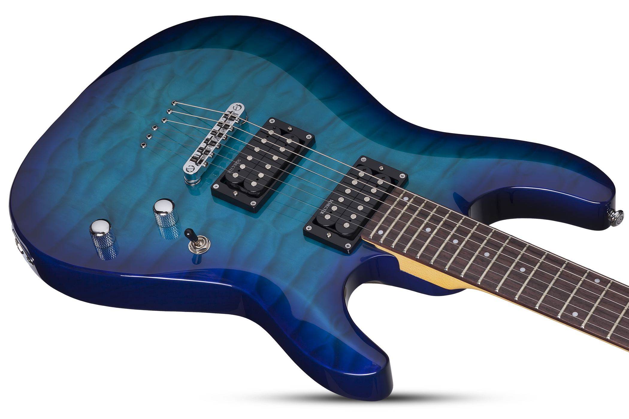 Schecter C-6 Plus 2h Ht Rw - Ocean Blue Burst - Guitarra eléctrica de doble corte - Variation 2
