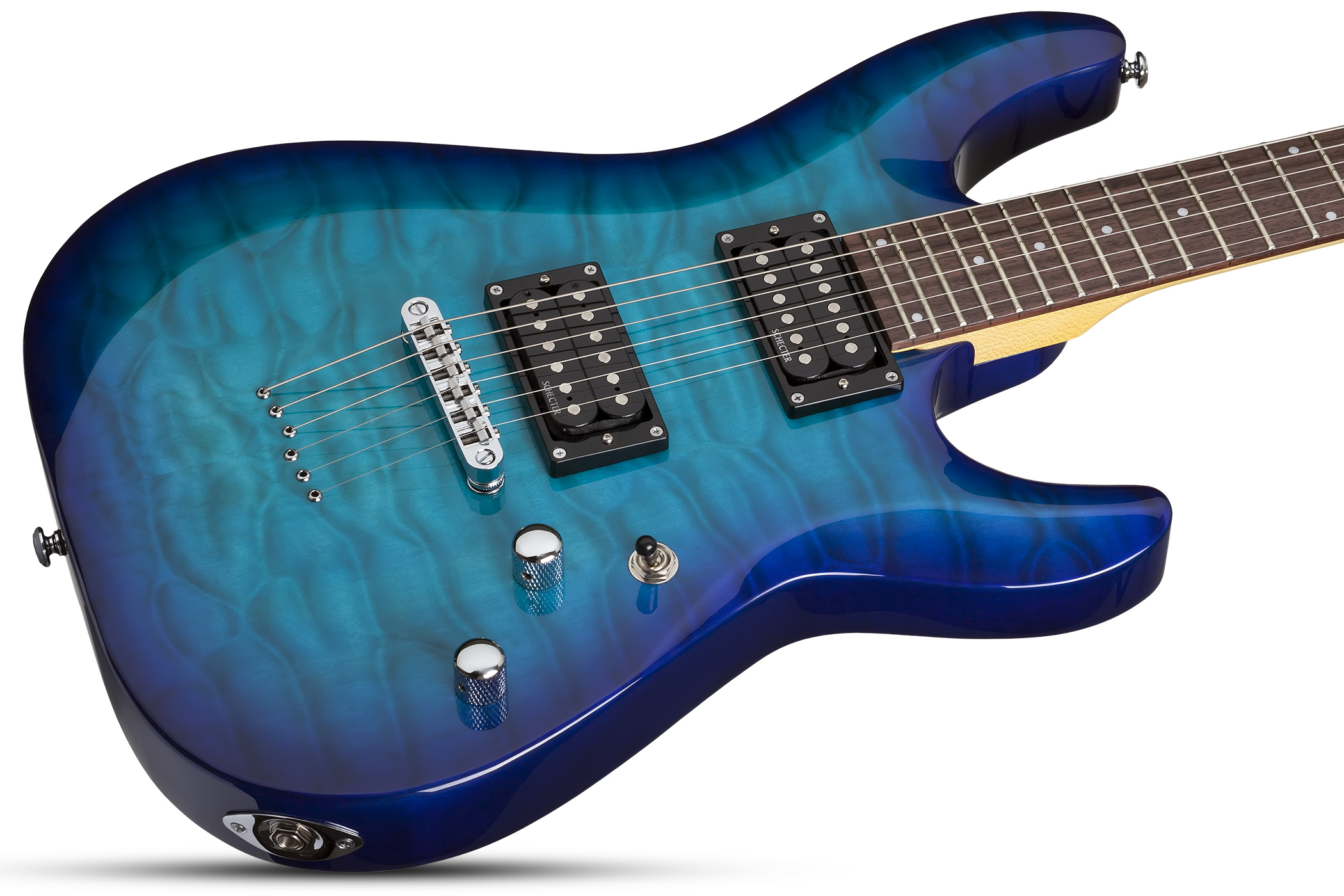 Schecter C-6 Plus 2h Ht Rw - Ocean Blue Burst - Guitarra eléctrica de doble corte - Variation 3
