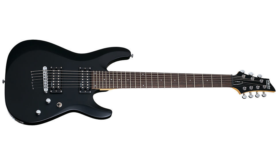 Schecter C-7 Deluxe 2h Ht Rw - Satin Black - Guitarra eléctrica de 7 cuerdas - Variation 1