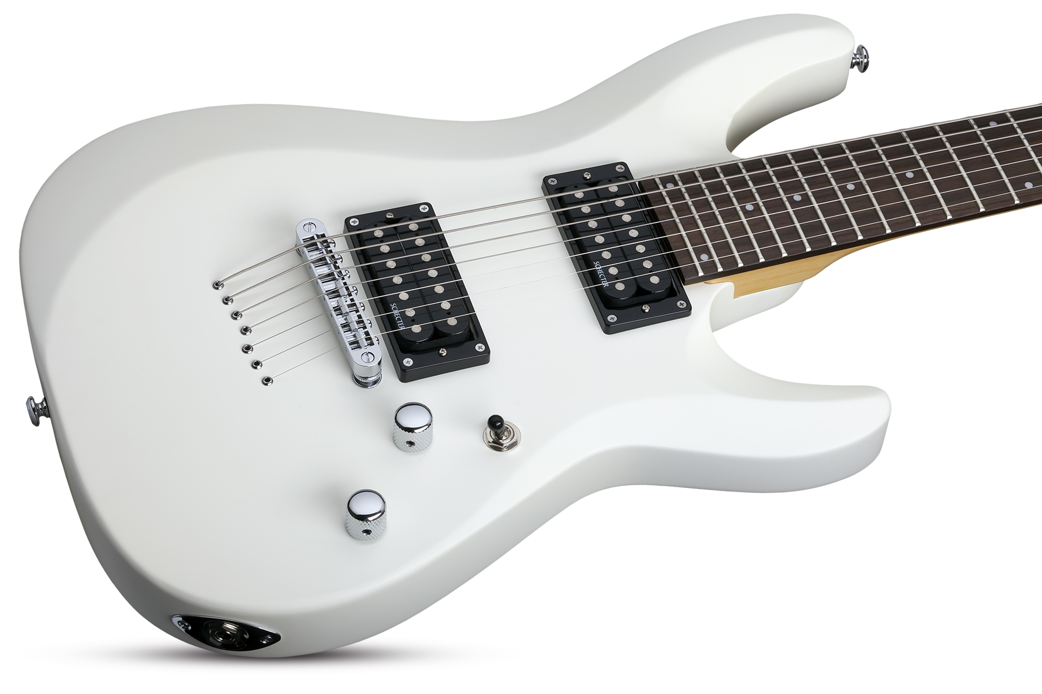 Schecter C-7 Deluxe 7c 2h Ht Rw - Satin White - Guitarra eléctrica de 7 cuerdas - Variation 1