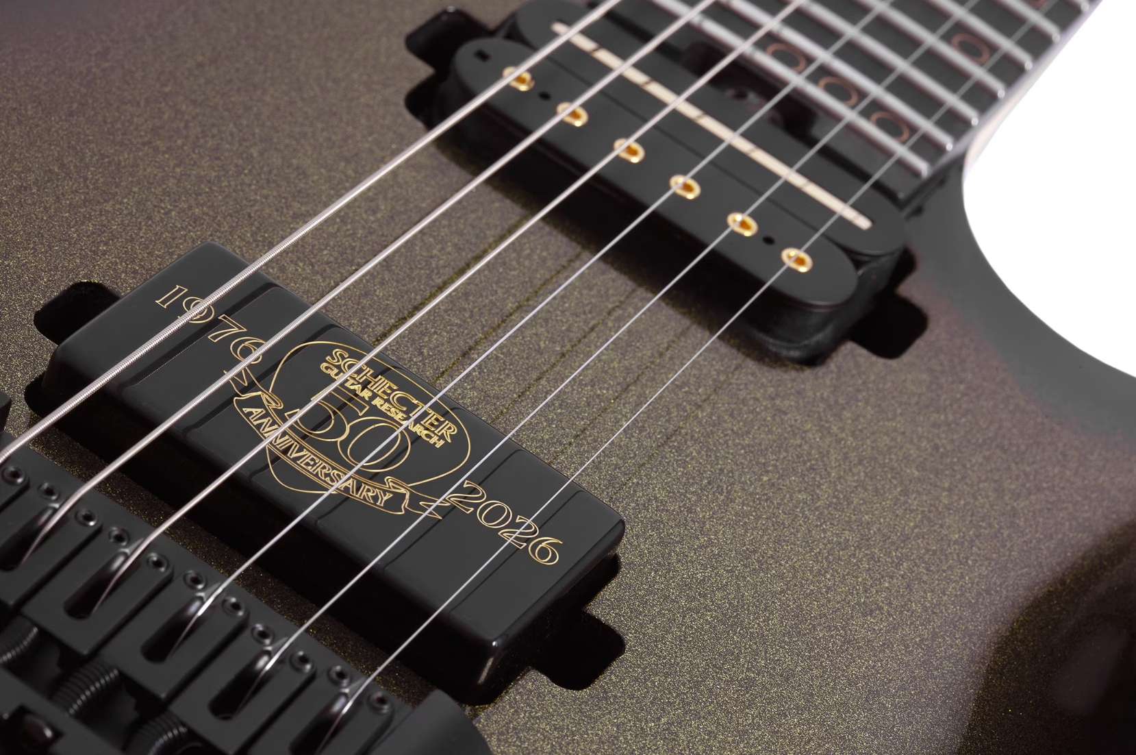 Schecter C1 50th Ann. Lh Gaucher 2h Ht Eb - Gold Burst - Guitarra electrica metalica - Variation 3