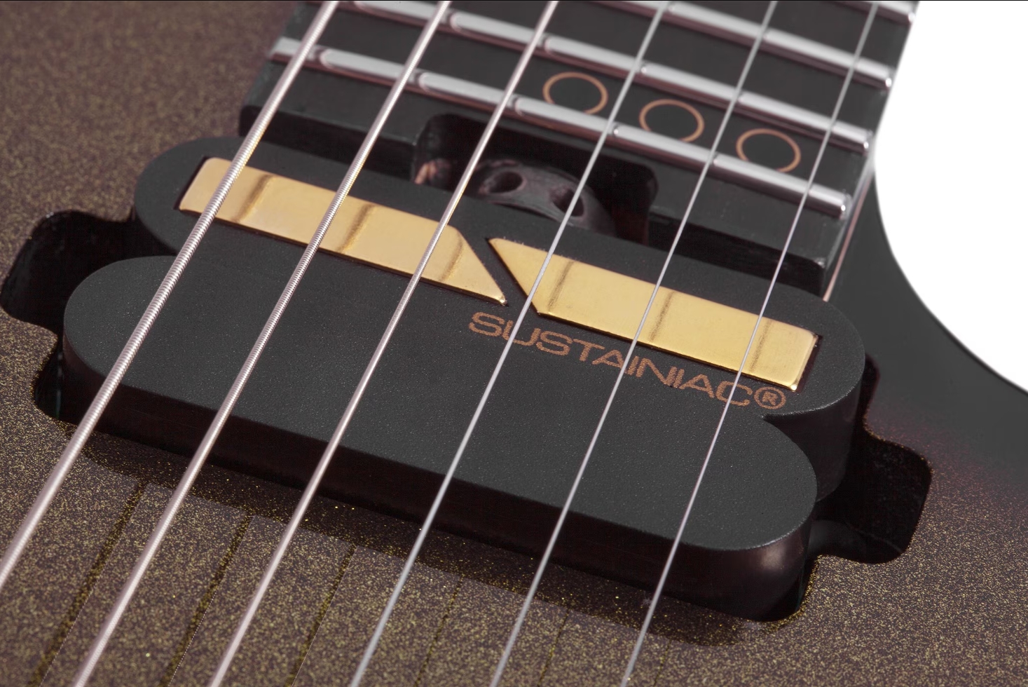 Schecter C1 Fr-s 50th Ann. 2h Sustainiac Fr Eb - 50th Gold Burst - Guitarra electrica metalica - Variation 5