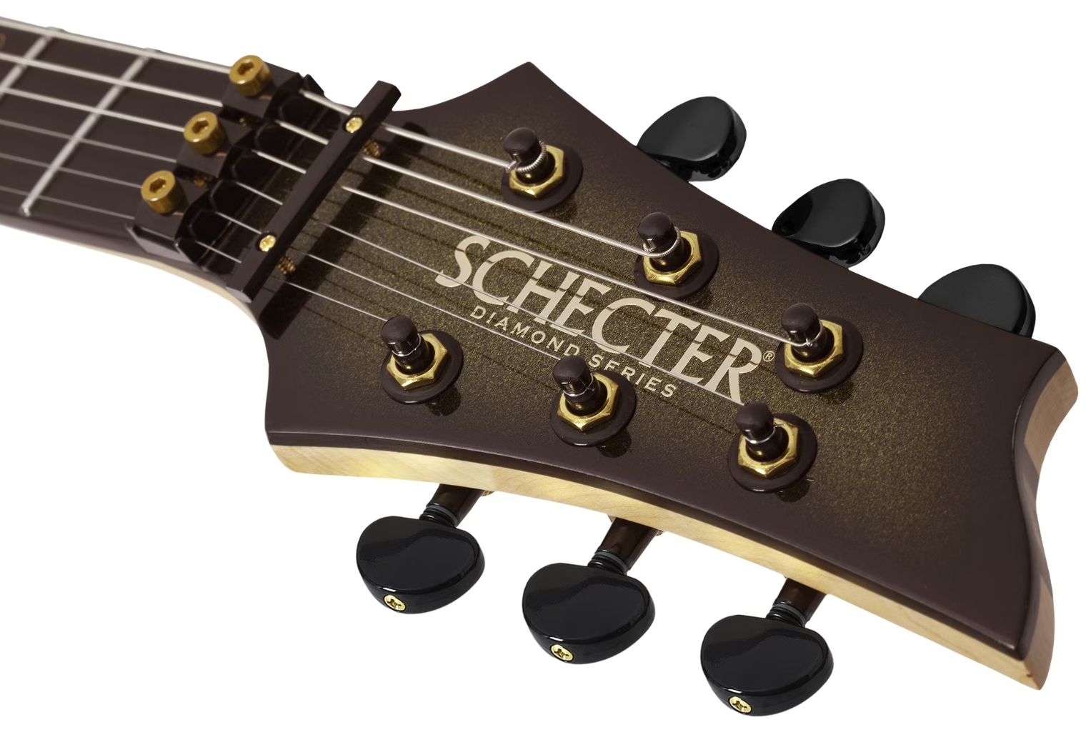 Schecter C1 Fr-s 50th Ann. 2h Sustainiac Fr Eb - 50th Gold Burst - Guitarra electrica metalica - Variation 7