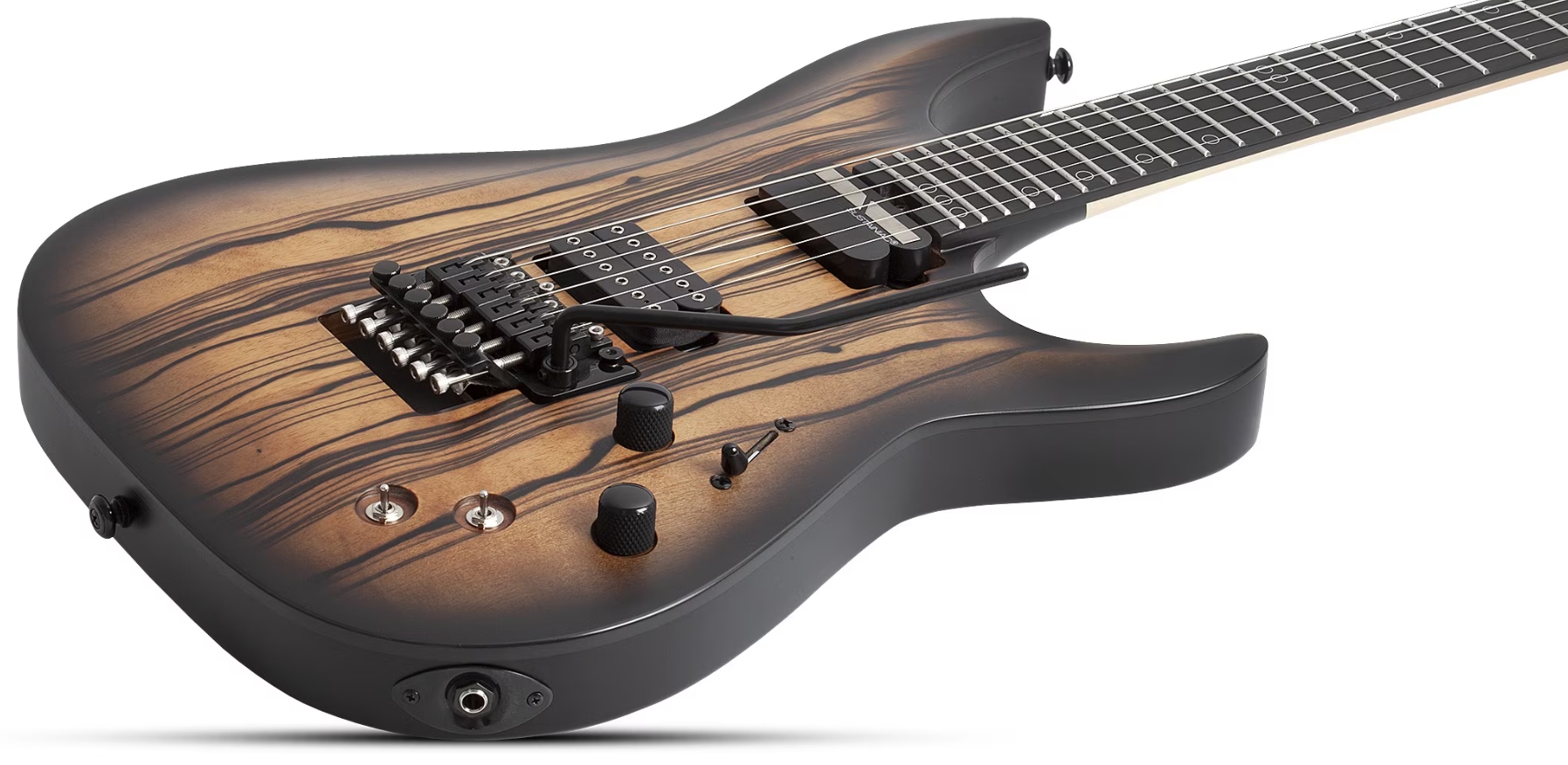 Schecter C1 Fr-s Pale Moon 2h Sustainac Fr Ric - Natural Satin Black Burst - Guitarra eléctrica con forma de str. - Variation 1