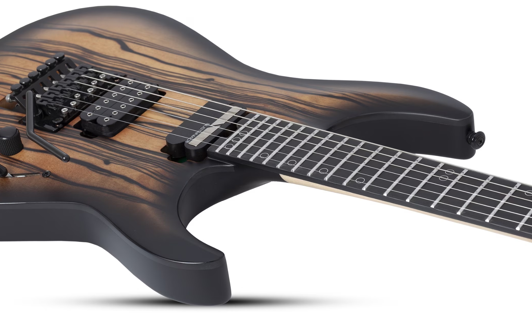 Schecter C1 Fr-s Pale Moon 2h Sustainac Fr Ric - Natural Satin Black Burst - Guitarra eléctrica con forma de str. - Variation 2