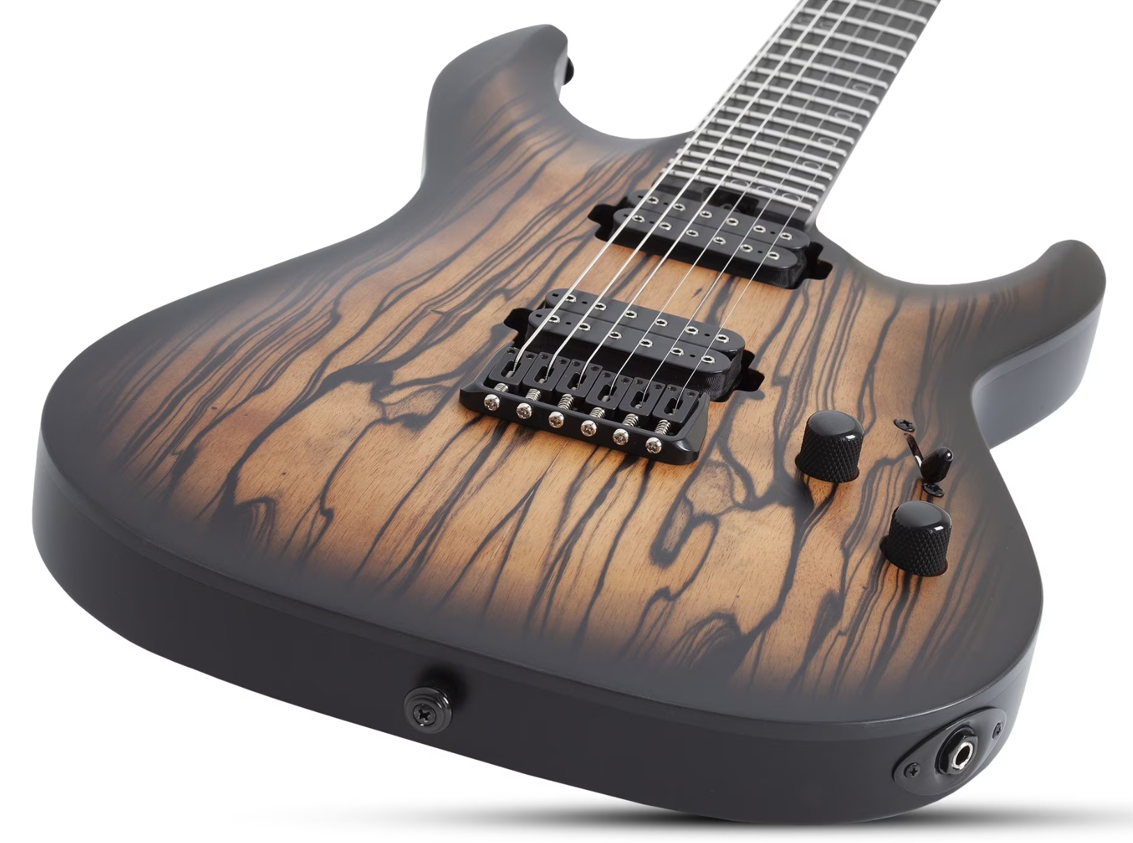 Schecter C1 Pale Moon 2h Ht Ric - Natural Satin Black Burst - Guitarra eléctrica con forma de str. - Variation 1