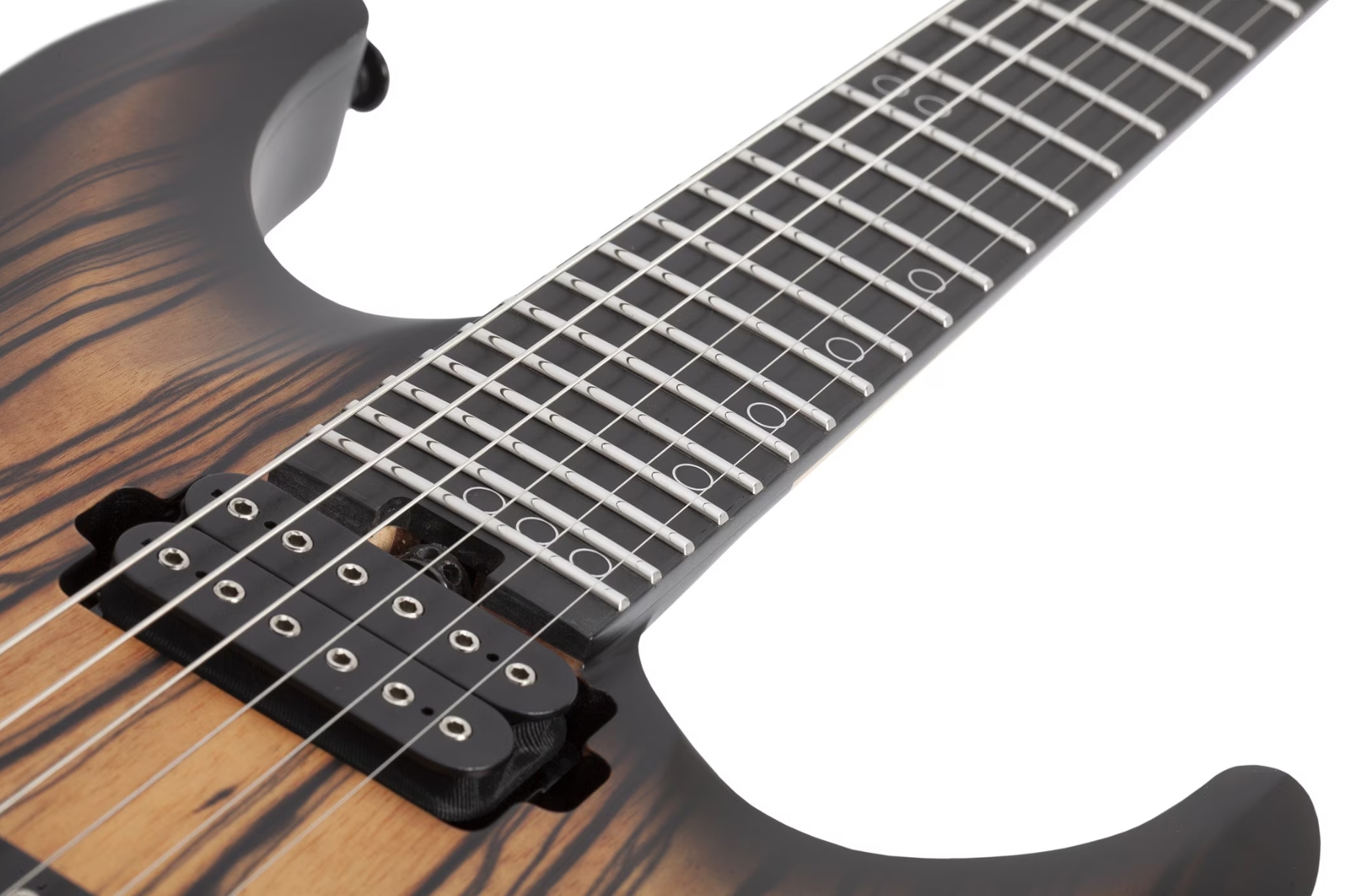 Schecter C1 Pale Moon 2h Ht Ric - Natural Satin Black Burst - Guitarra eléctrica con forma de str. - Variation 3