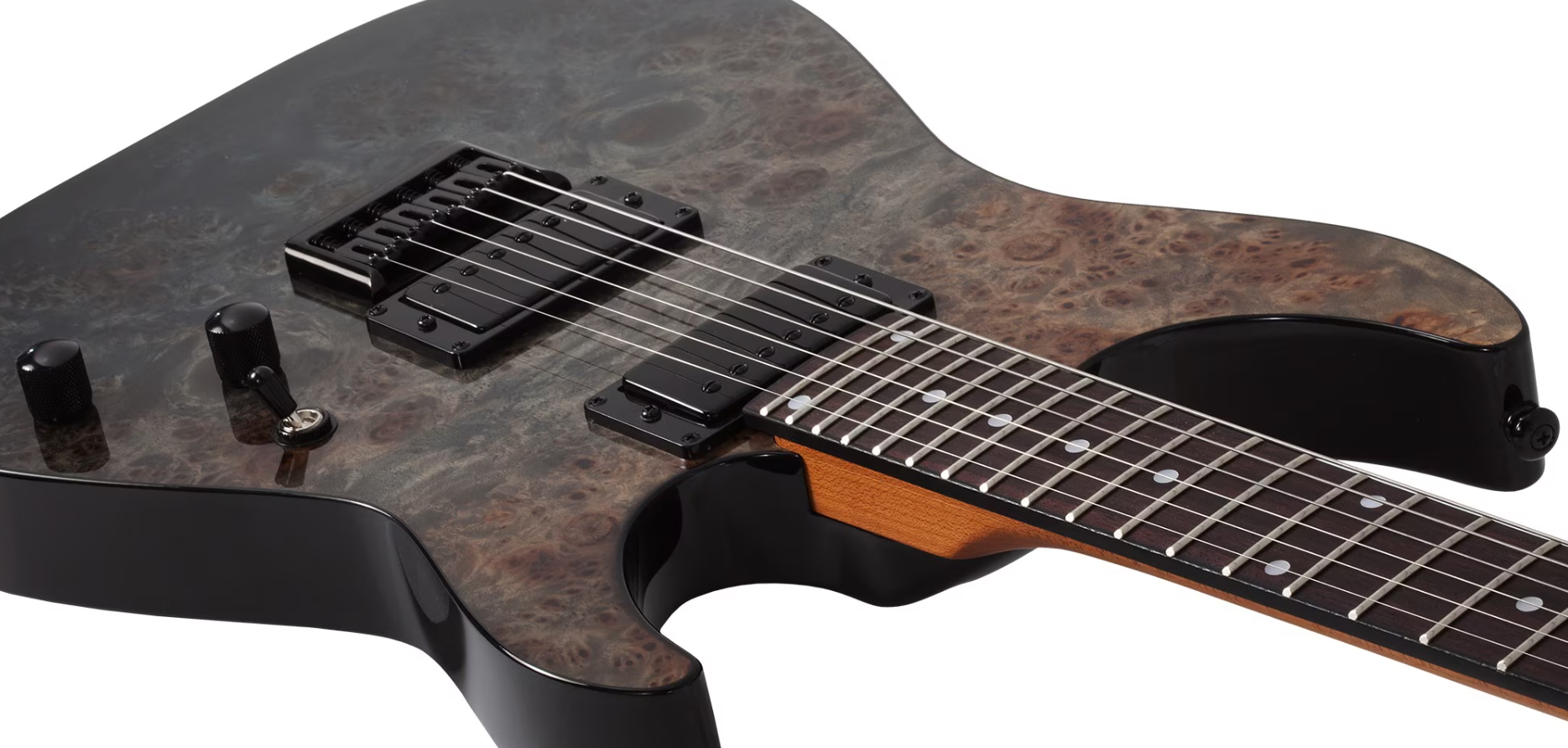 Schecter C1 Standard 2h Ht Rw - Black Fade Burst Burl - Guitarra eléctrica con forma de str. - Variation 2
