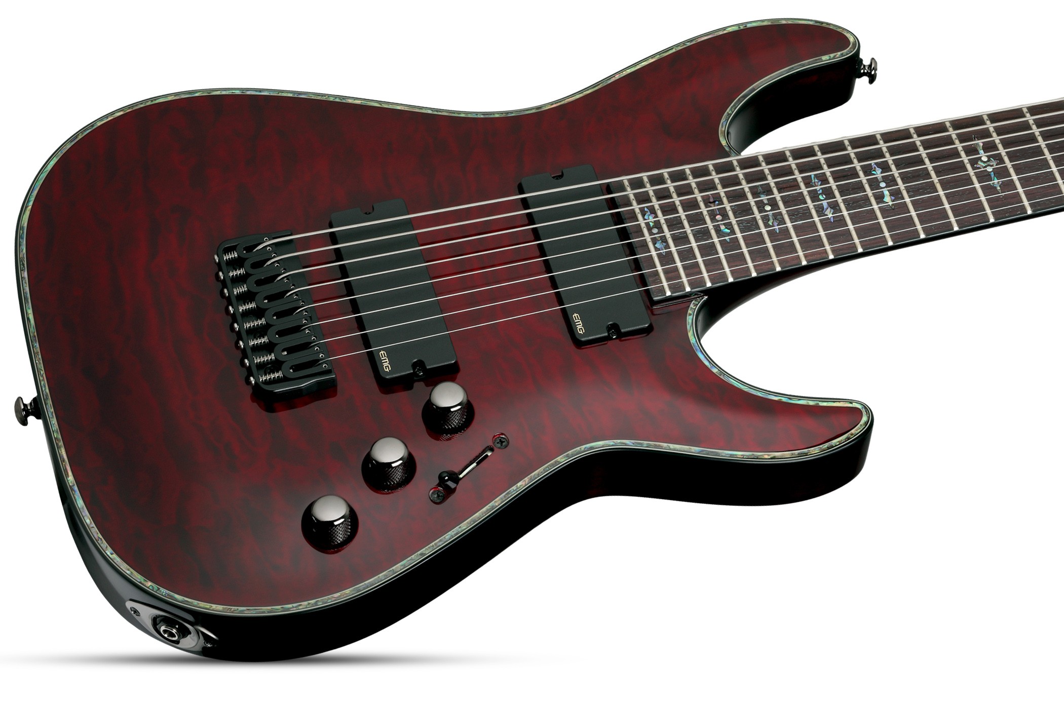 Schecter C8 Hellraiser 8c 2h Emg Ht Eb - Black Cherry - Guitarra eléctrica barítono - Variation 1
