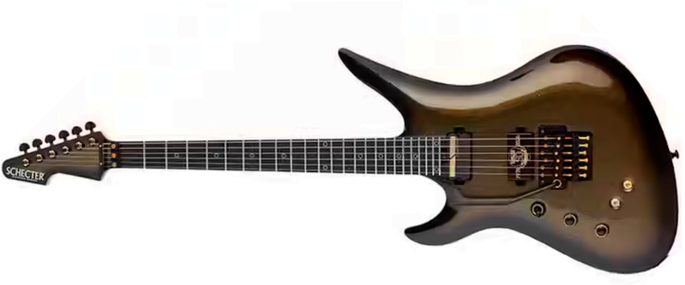 Schecter Avenger Fr-s 50th Ann. Lh Gaucher 2h Sustainiac Fr Eb - 50th Gold Burst - Guitarra electrica metalica - Main picture