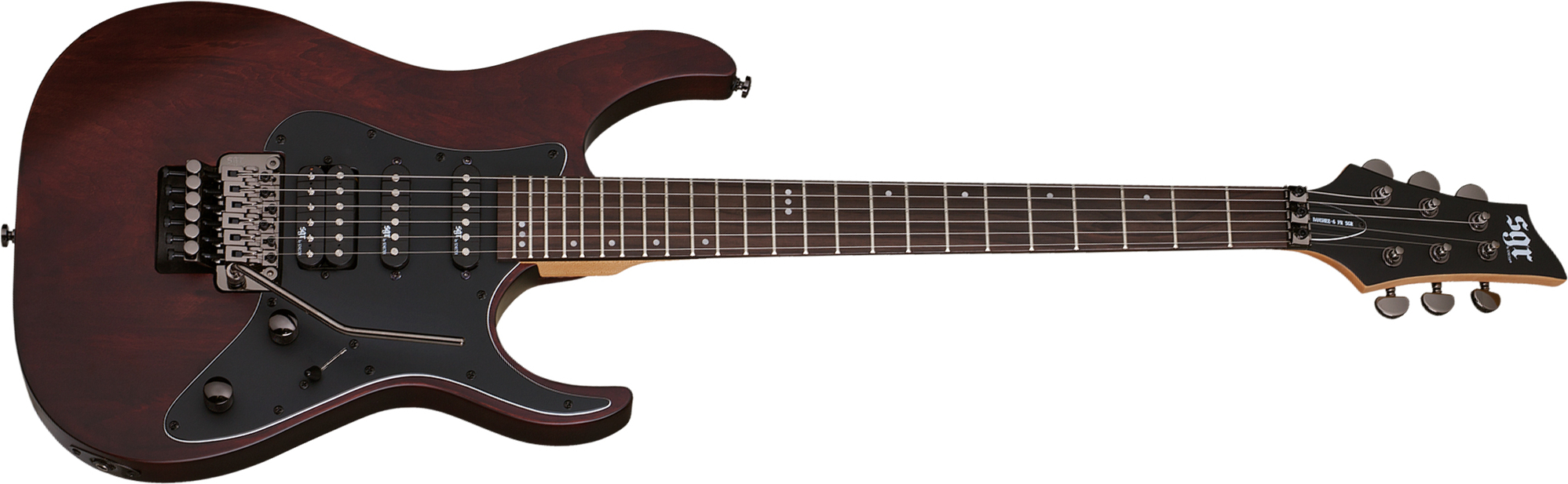 Schecter Banshee 6 Fr Sgr Hss Rw - Walnut Satin - Guitarra eléctrica con forma de str. - Main picture