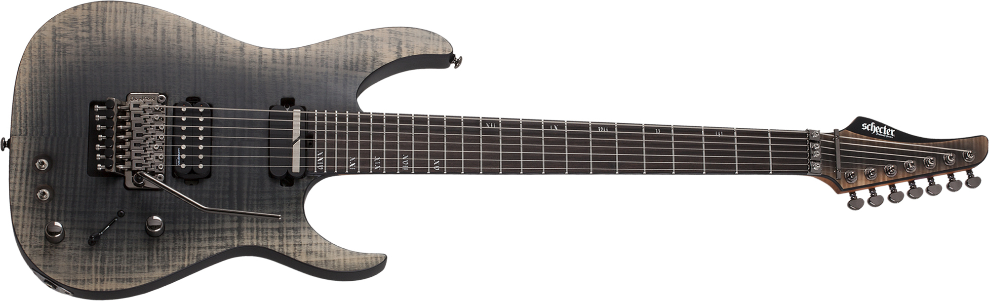 Schecter Banshee Mach-7 Fr S 7c 2h Lundgren Sustainiac Eb - Fallout Burst - Guitarra eléctrica de 7 cuerdas - Main picture