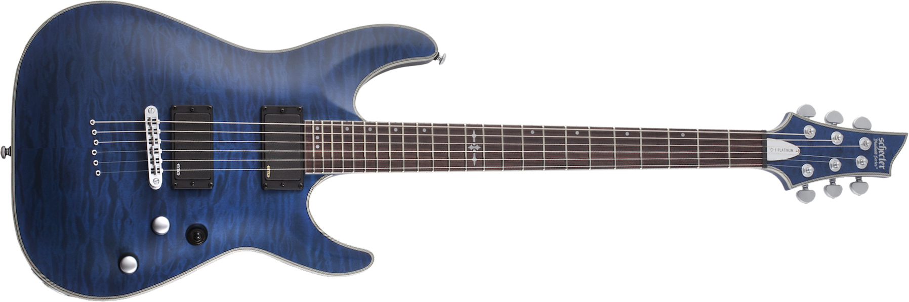 Schecter C-1 Platinum 2h Emg Ht Eb - See Thru Midnight Blue - Guitarra eléctrica con forma de str. - Main picture