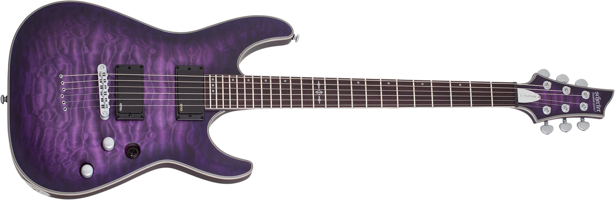 Schecter C-1 Platinum 2h Emg Ht Eb - Satin Purple Burst - Guitarra eléctrica con forma de str. - Main picture