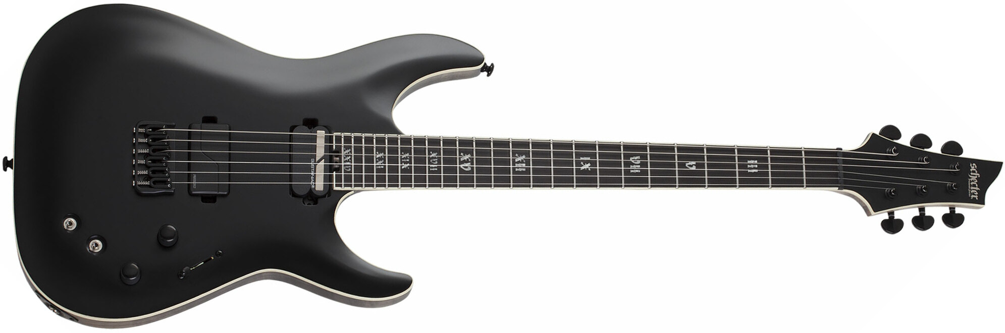 Schecter C-1 S Sls Elite Evil Twin 2h Fishman Fluence Modern Sustainiac Ht Eb - Satin Black - Guitarra eléctrica con forma de str. - Main picture