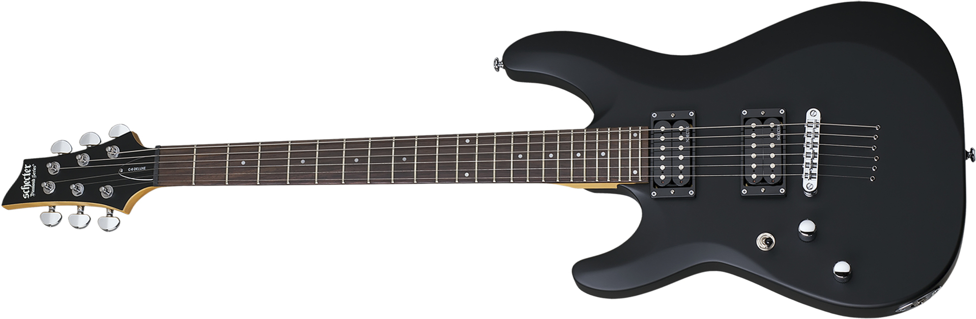 Schecter C-6 Deluxe Lh Gaucher 2h Ht Rw - Satin Black - Guitarra electrica para zurdos - Main picture