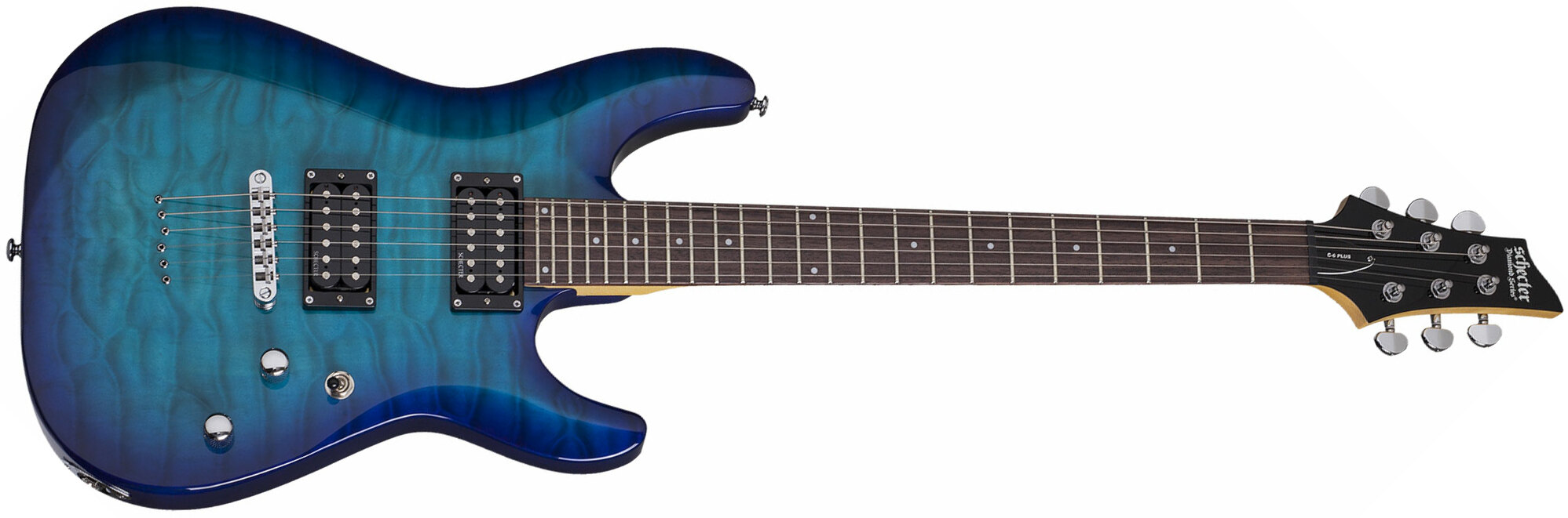 Schecter C-6 Plus 2h Ht Rw - Ocean Blue Burst - Guitarra eléctrica de doble corte - Main picture