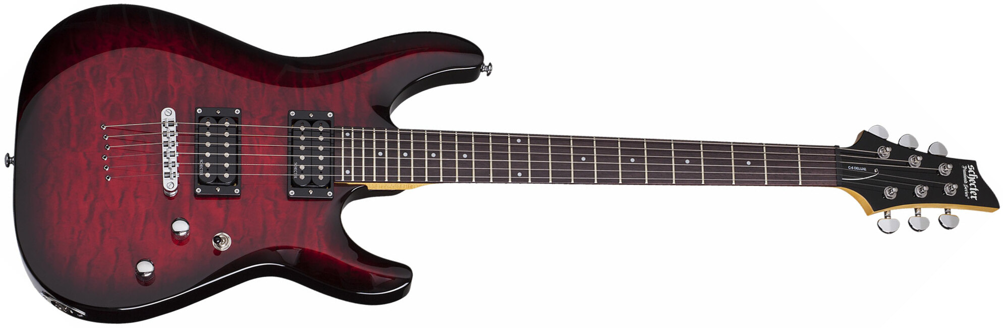 Schecter C-6 Plus 2h Ht Rw - See-thru Cherry Burst - Guitarra eléctrica de doble corte - Main picture