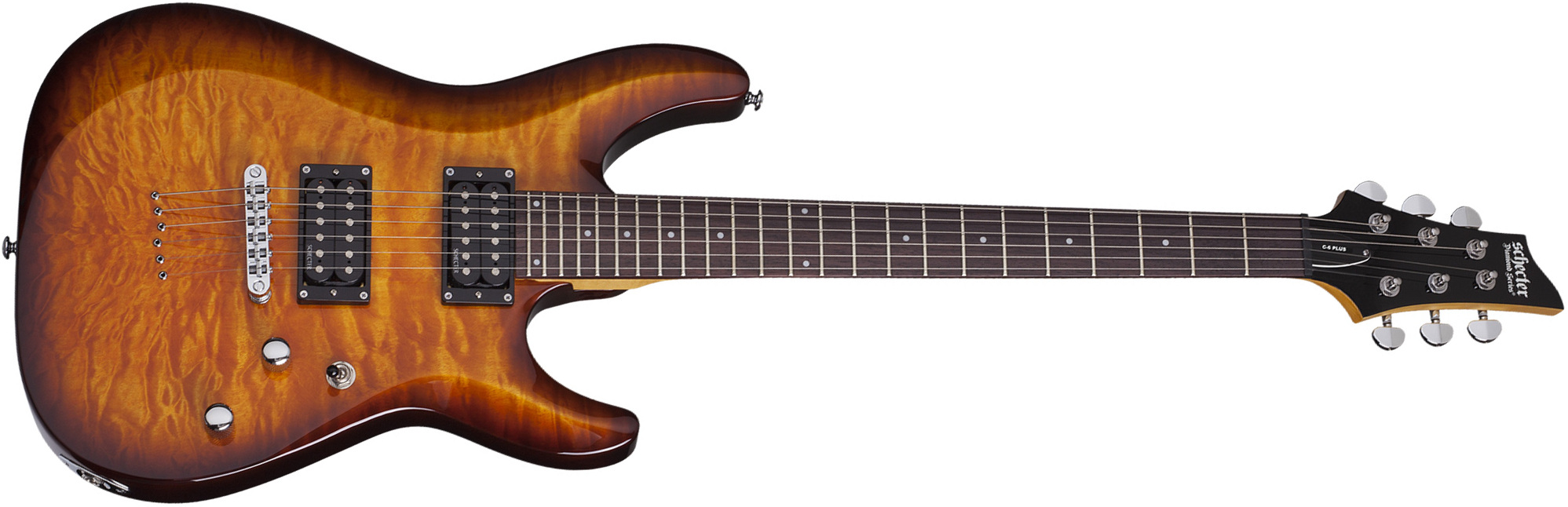 Schecter C-6 Plus 2h Ht Rw - Vintage Sunburst - Guitarra eléctrica de doble corte - Main picture