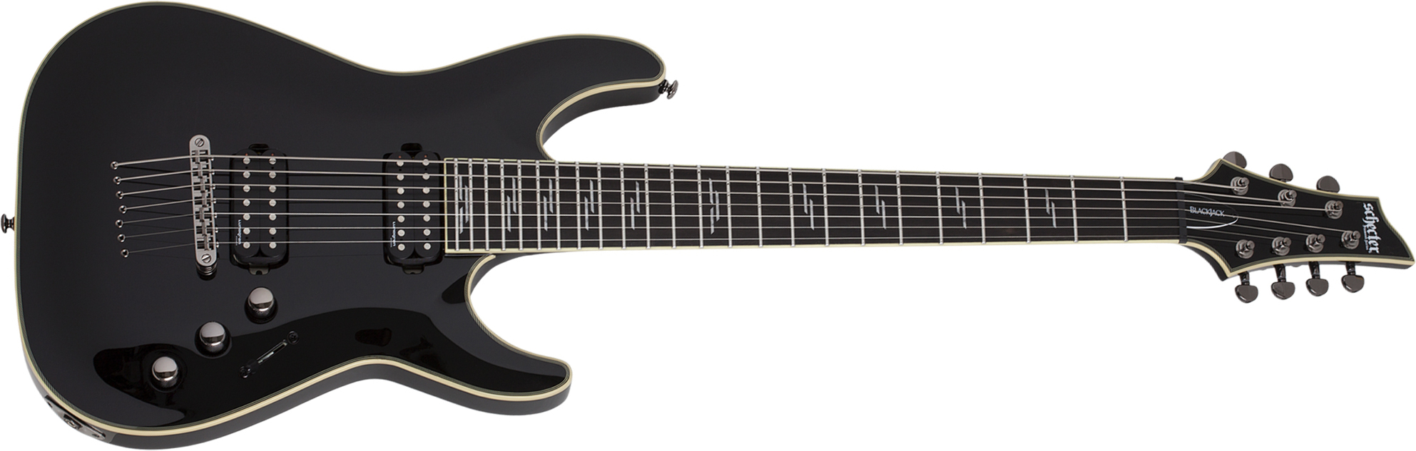 Schecter C-7 Blackjack 7c 2h Lundgren Ht Eb - Black - Guitarra eléctrica de 7 cuerdas - Main picture