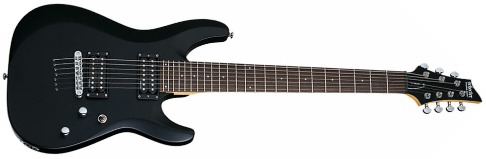 Schecter C-7 Deluxe 2h Ht Rw - Satin Black - Guitarra eléctrica de 7 cuerdas - Main picture