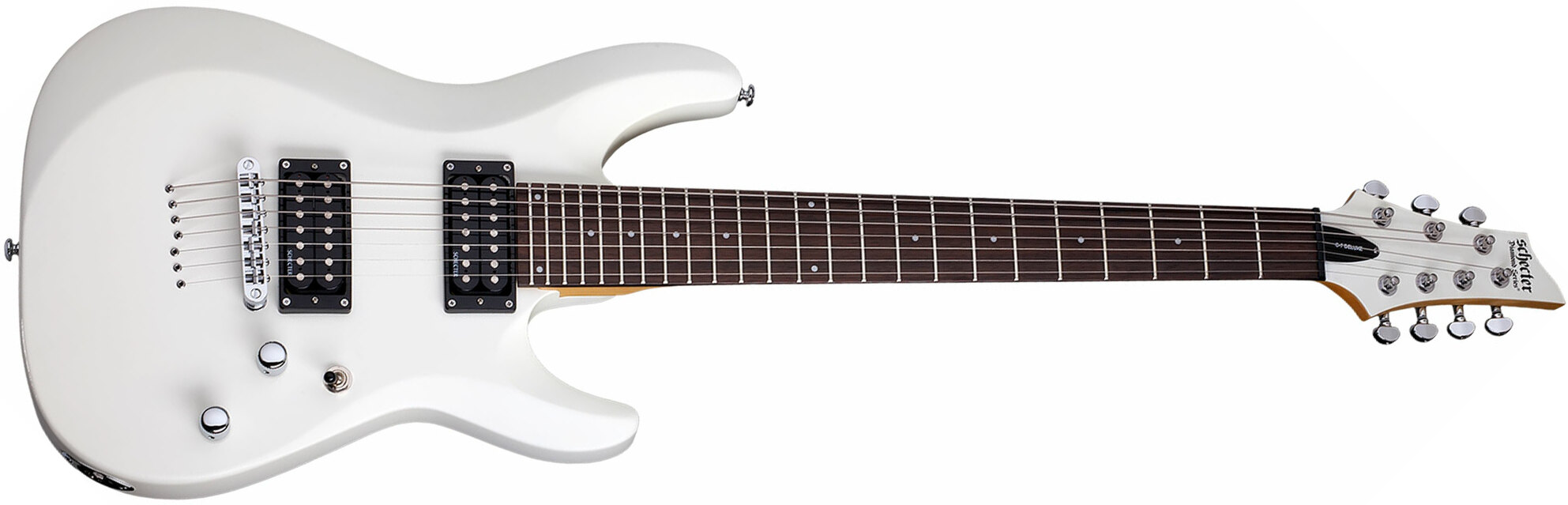 Schecter C-7 Deluxe 7c 2h Ht Rw - Satin White - Guitarra eléctrica de 7 cuerdas - Main picture