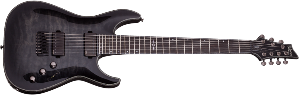 Schecter C-7 Hellraiser Hybrid 7c 2h Emg Ht - Trans Black Burst - Guitarra eléctrica de 7 cuerdas - Main picture