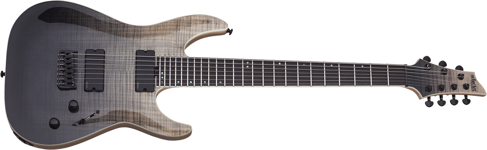 Schecter C-7 Sls Elite 2h Fishman Ht Eb - Black Fade Burst - Guitarra eléctrica de 7 cuerdas - Main picture