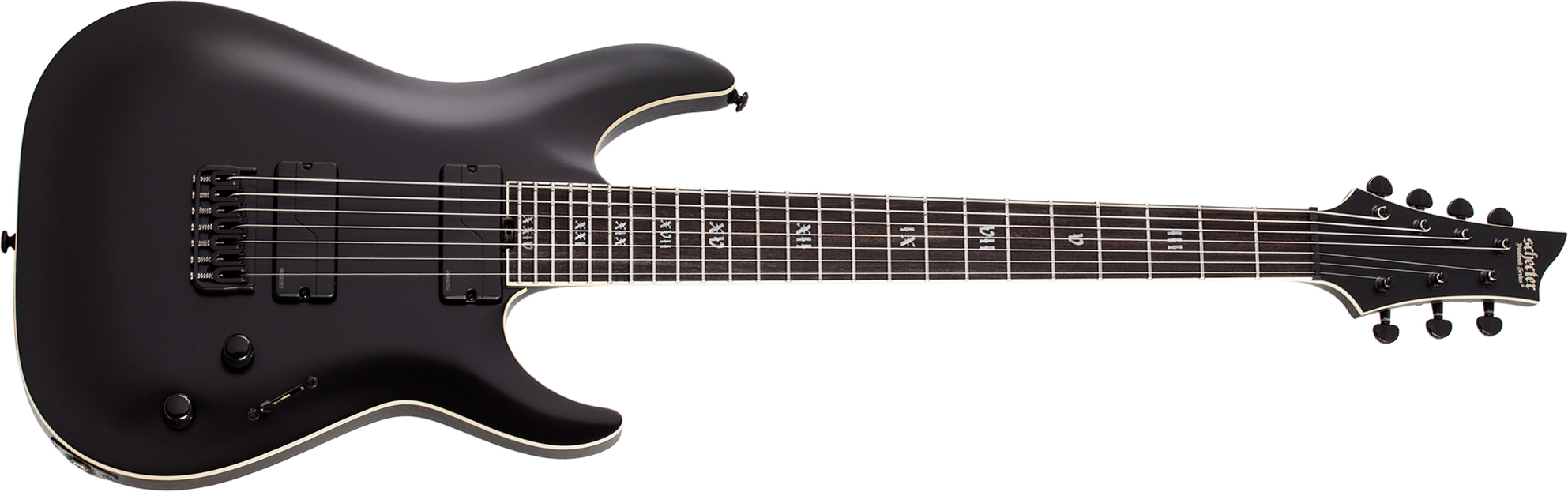 Schecter C-7 Sls Evil Twin 7c 2h Fishman Ht Eb - Satin Black - Guitarra eléctrica de 7 cuerdas - Main picture