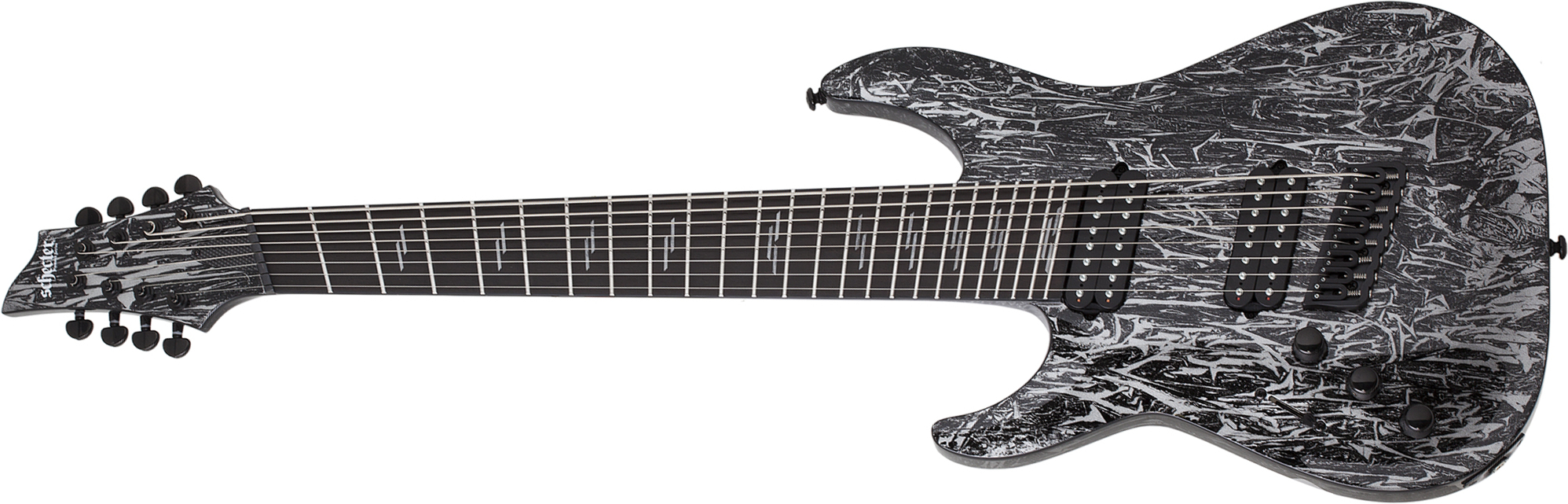 Schecter C-8 Multiscale Lh 8c Gaucher Baryton 2h Ht Eb - Silver Mountain - Guitarra electrica para zurdos - Main picture