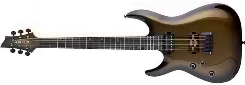 Schecter C1 50th Ann. Lh Gaucher 2h Ht Eb - Gold Burst - Guitarra electrica metalica - Main picture