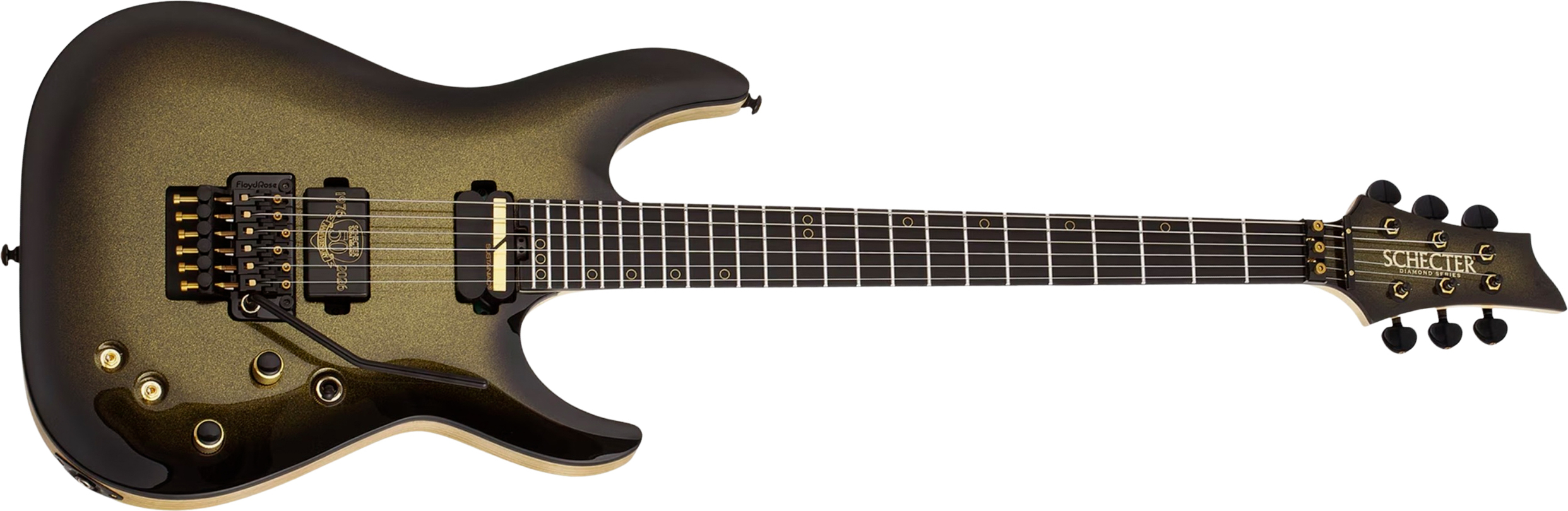 Schecter C1 Fr-s 50th Ann. 2h Sustainiac Fr Eb - 50th Gold Burst - Guitarra electrica metalica - Main picture