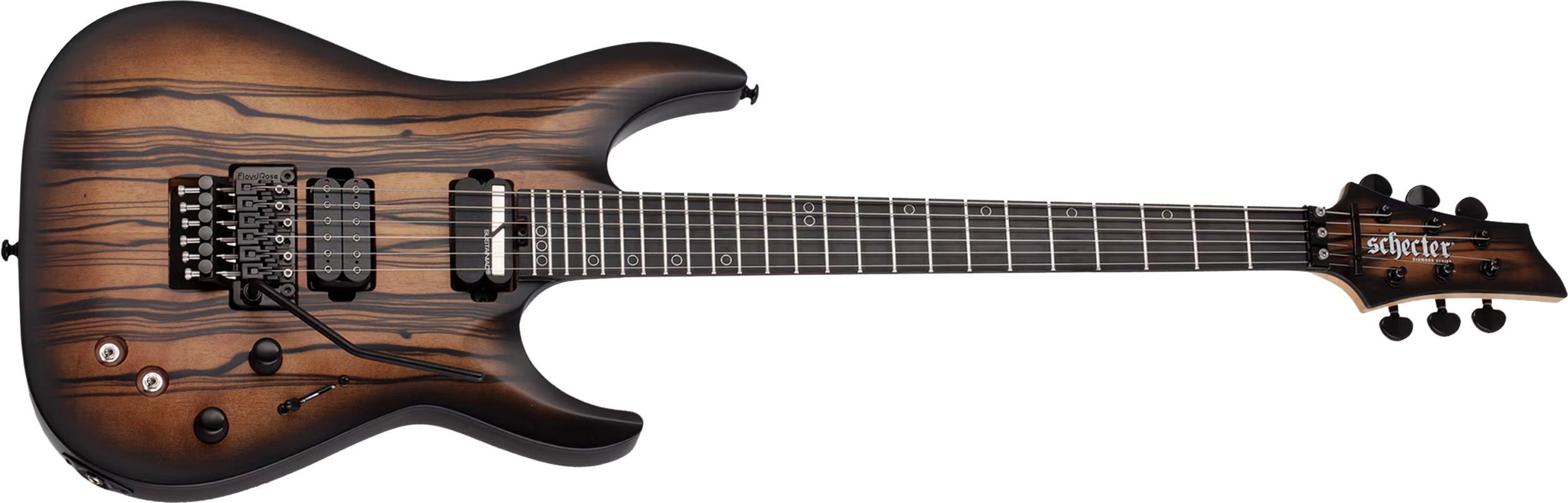 Schecter C1 Fr-s Pale Moon 2h Sustainac Fr Ric - Natural Satin Black Burst - Guitarra eléctrica con forma de str. - Main picture