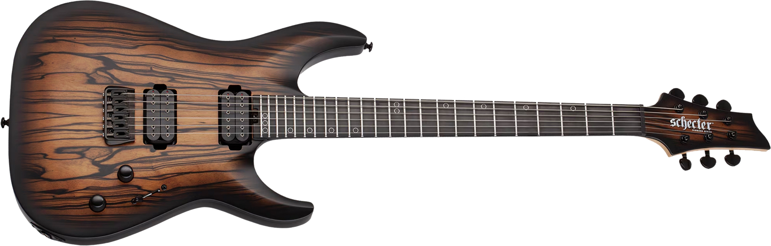 Schecter C1 Pale Moon 2h Ht Ric - Natural Satin Black Burst - Guitarra eléctrica con forma de str. - Main picture